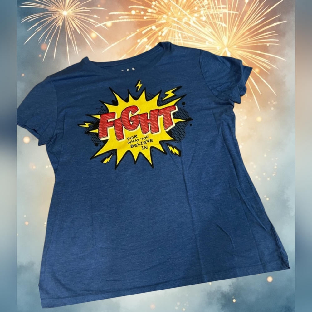 💥5/$30 Aeropostale "Fight For What You Believe In" tee Women's Blue Hero XXL